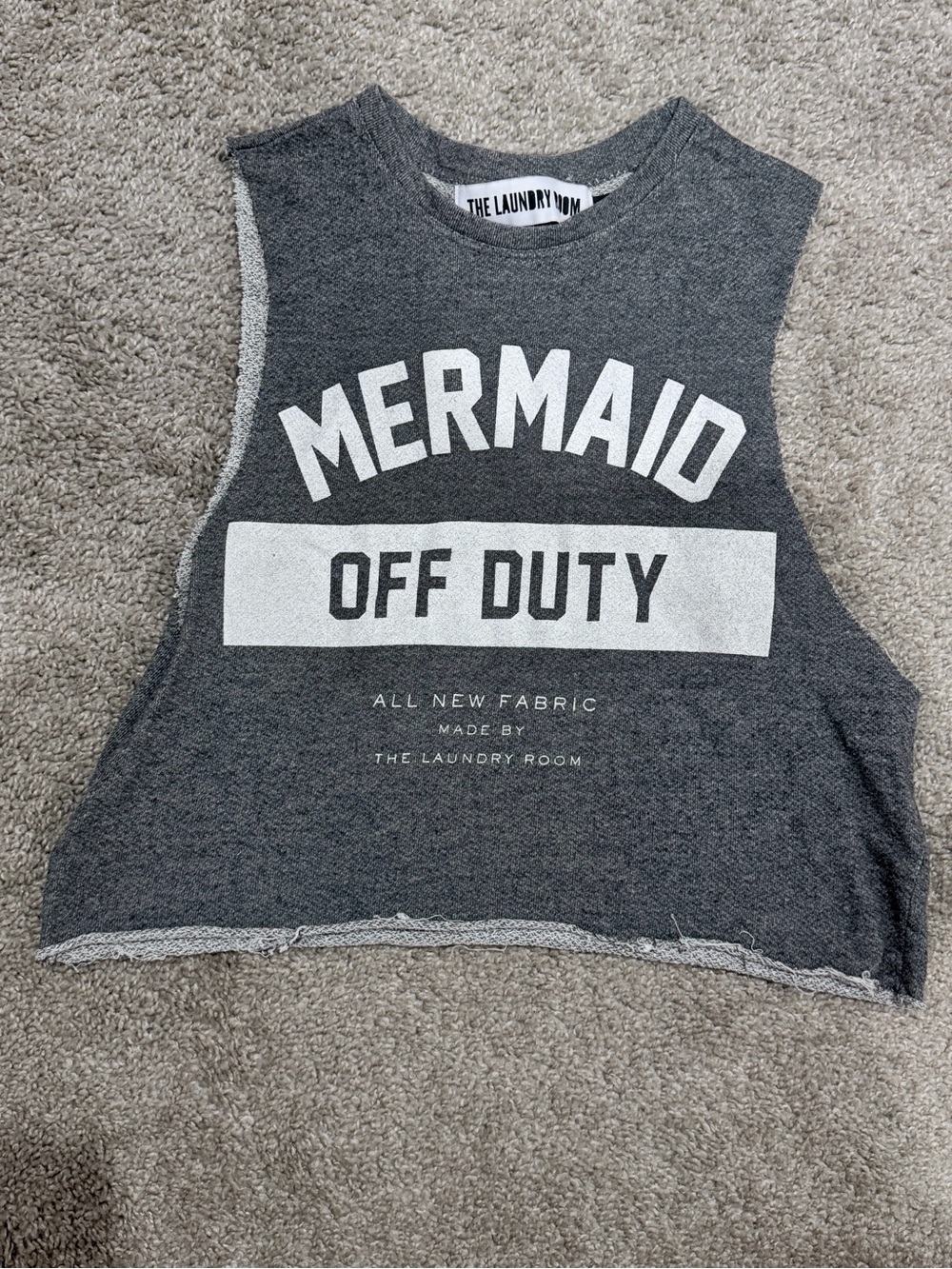 The Laundry Room Gray "Mermaid Off Duty" Cropped Muscle Tank